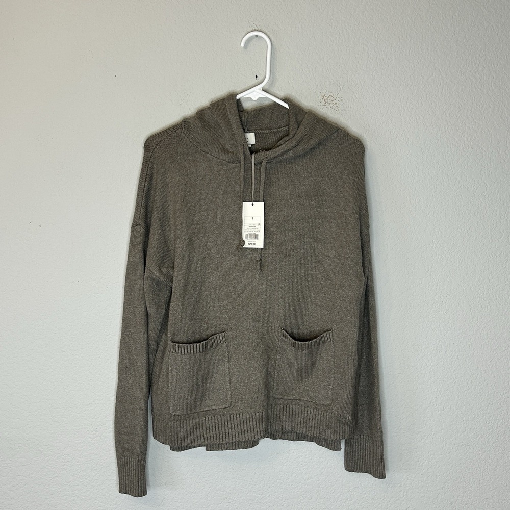 NWT A New Day Knit Hooded Pullover Sweater Women's Size S Brown $30 Hoodie